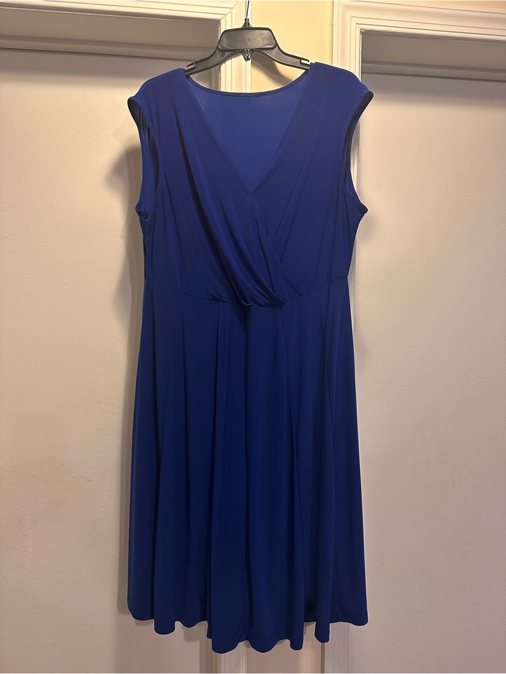 Sleeveless Cobalt Blue Faux-Wrap Midi Dress